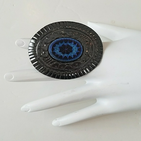 GASOLINE GLAMOUR CONCHO RING BLUE - Picture 1 of 3